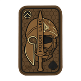 M-Tac Patch Molon Labe 3D PVC med spartansk hjelm i 3D design, lavet af gummi med Velcro for nem fastgørelse, 108 x 68 mm.