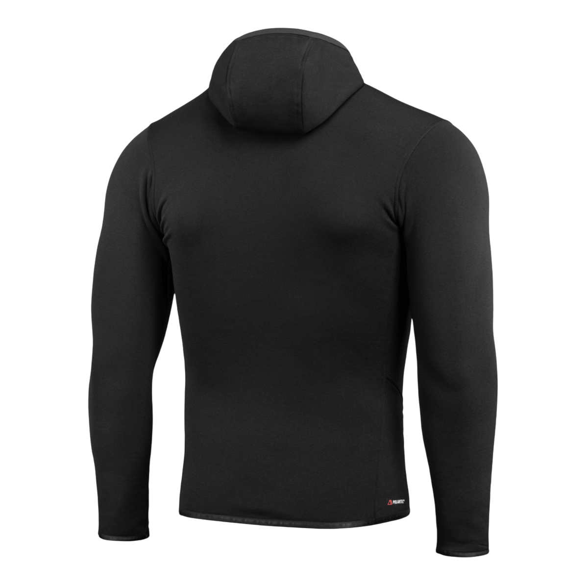 M-Tac Shadow Polartec Fleece Sweatshirt i sort, bagfra, med lav profil hætte. Fremstillet af Power Stretch Pro fleece.