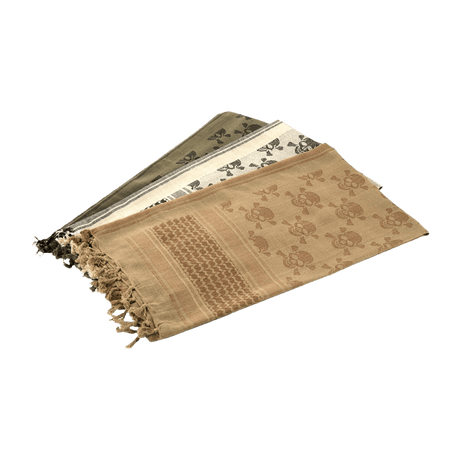 M-Tac Shemagh Tørklæde Pirate Skull i bomuld, beskytter mod sol, sand og vind, med unik dødningshoved design, 105x105 cm, taktisk brug