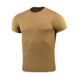 M-Tac Tactical Sweat-Wicking T-Shirt Summer i beige, 100% polyester med svedtransporterende egenskaber og anatomisk pasform til aktiv brug.