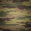 Camouflage mønster med grønne, brune og beige nuancer i abstrakte former