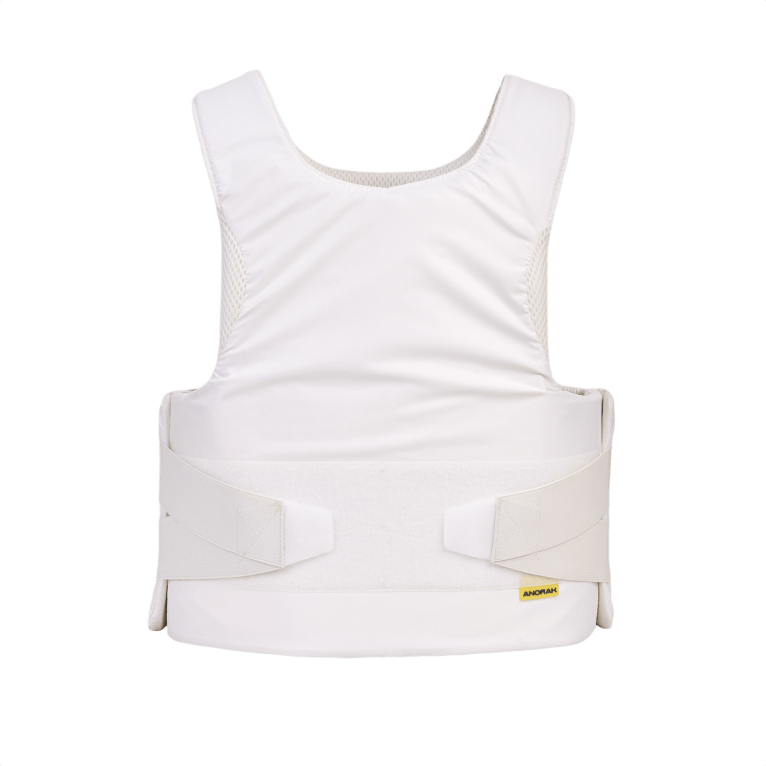 Anorak Rhodium® Concealable III Stik & Skudsikker Vest med level IIIA-beskyttelse, skjult og synlig slid, hvidt rip-stop stof.